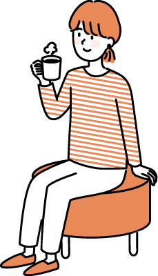 コーヒーを飲みながら本音で話す女性のイラスト